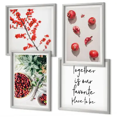 Rode vruchten van planten minimalistisch meerluik in lijst