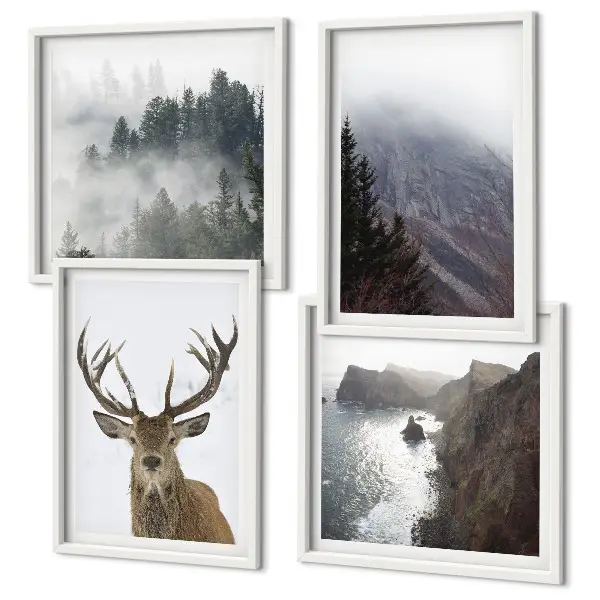 Berglandschap met mist set van posters met lijst