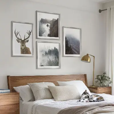 Berglandschap met mist set van posters met lijst