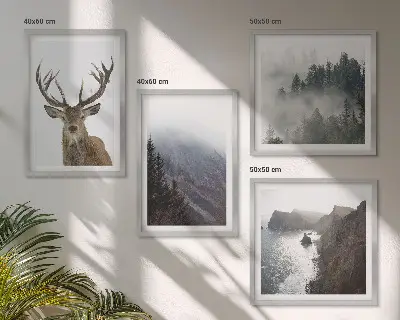 Berglandschap met mist set van posters met lijst