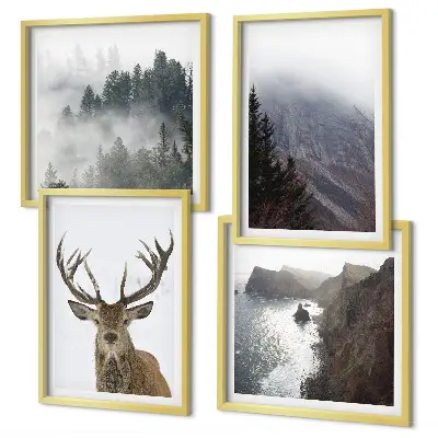 Berglandschap met mist set van posters met lijst