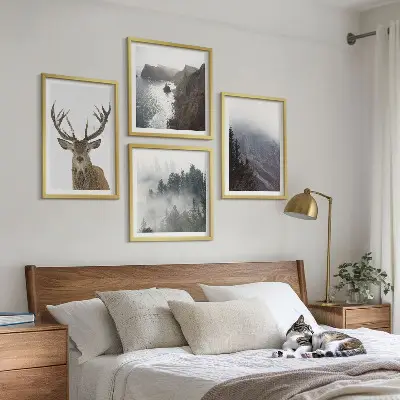 Berglandschap met mist set van posters met lijst