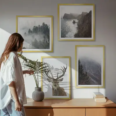 Berglandschap met mist set van posters met lijst