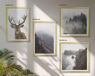 Berglandschap met mist set van posters met lijst