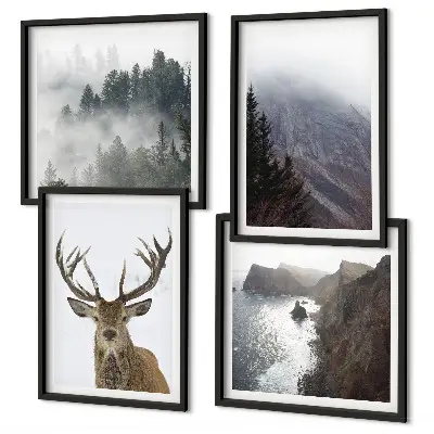 Berglandschap met mist set van posters met lijst