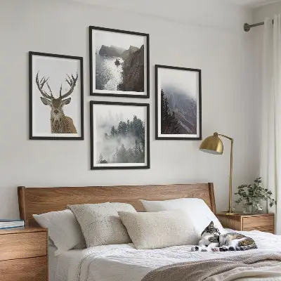 Berglandschap met mist set van posters met lijst