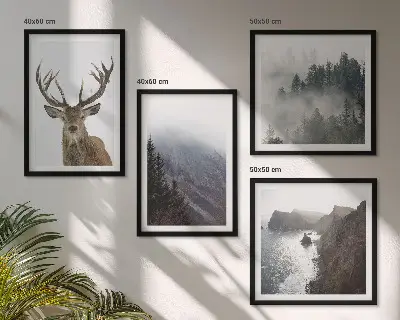 Berglandschap met mist set van posters met lijst