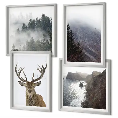 Berglandschap met mist set van posters met lijst