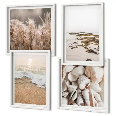 Set van posters met lijst Strandgras golven stenen boho