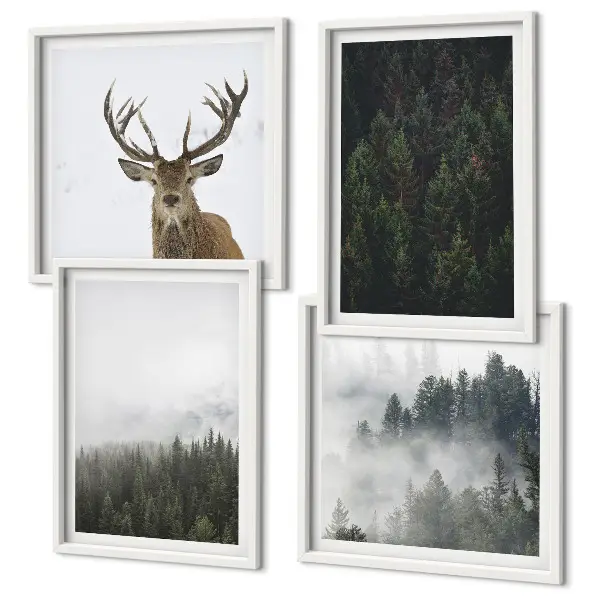 Poster met lijst Groene bossen mistig landschap