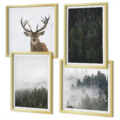 Poster met lijst Groene bossen mistig landschap