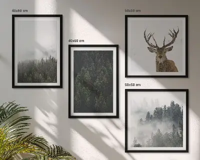 Poster met lijst Groene bossen mistig landschap