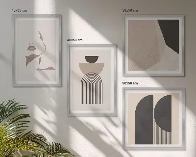 Abstracte witbruine patronen ingelijst meerluik
