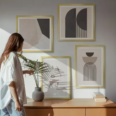 Abstracte witbruine patronen ingelijst meerluik