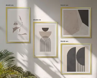 Abstracte witbruine patronen ingelijst meerluik