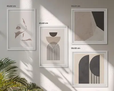 Abstracte witbruine patronen ingelijst meerluik