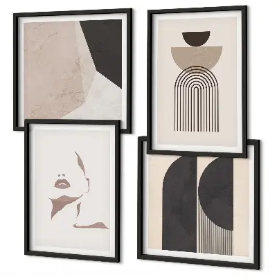 Abstracte witbruine patronen ingelijst meerluik