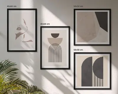 Abstracte witbruine patronen ingelijst meerluik