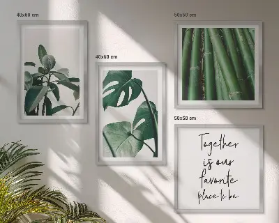 Bamboe plantbladeren meerluik in lijst