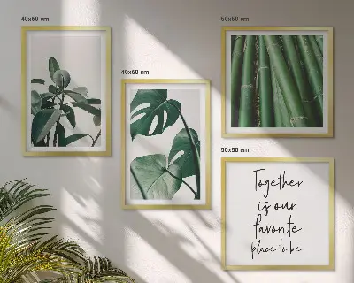 Bamboe plantbladeren meerluik in lijst