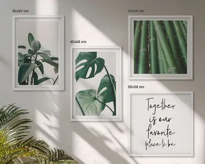 Bamboe plantbladeren meerluik in lijst
