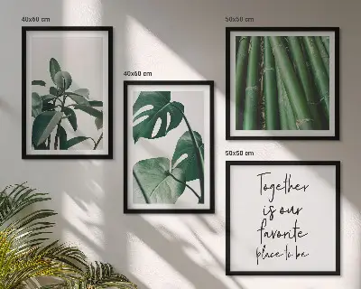 Bamboe plantbladeren meerluik in lijst