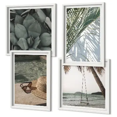 Set van posters met lijst Tropische planten voor op vakantie