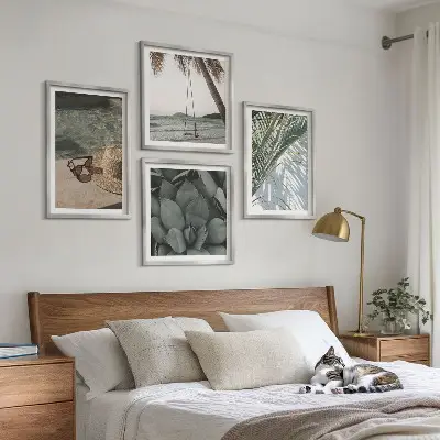 Poster set met lijst tropische planten voor in de vakantiesfeer