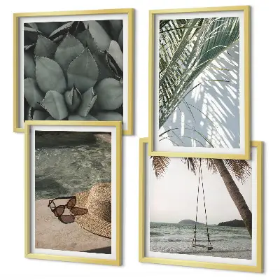 Poster set met lijst tropische planten voor in de vakantiesfeer