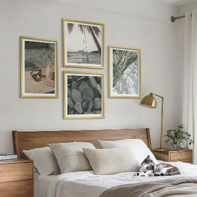 Poster set met lijst tropische planten voor in de vakantiesfeer