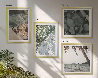 Poster set met lijst tropische planten voor in de vakantiesfeer