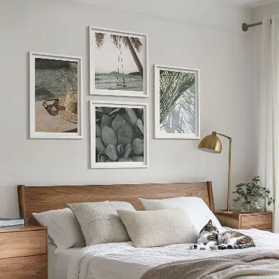 Poster set met lijst tropische planten voor in de vakantiesfeer