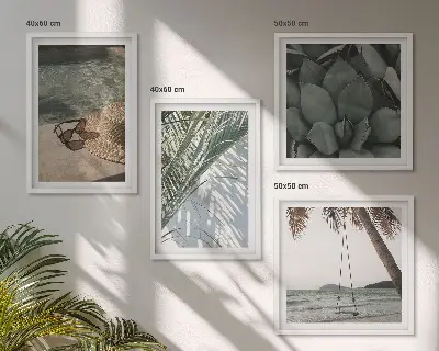 Poster set met lijst tropische planten voor in de vakantiesfeer