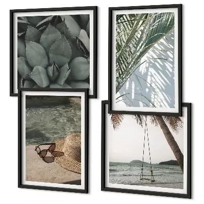 Poster set met lijst tropische planten voor in de vakantiesfeer