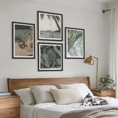 Poster set met lijst tropische planten voor in de vakantiesfeer