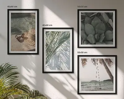 Poster set met lijst tropische planten voor in de vakantiesfeer