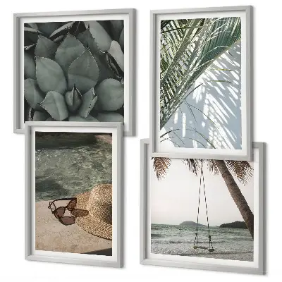 Poster set met lijst tropische planten voor in de vakantiesfeer