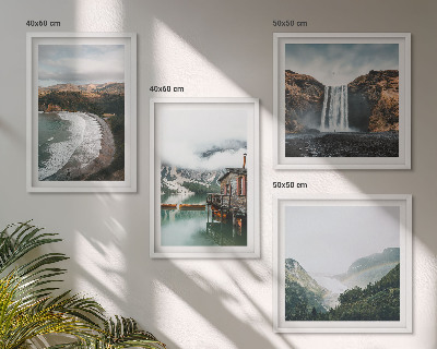 Set van posters met lijst Bergstranden wolken water