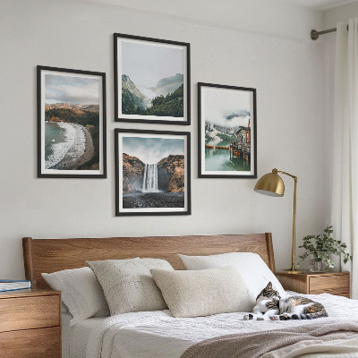 Set van posters met lijst Bergstranden wolken water