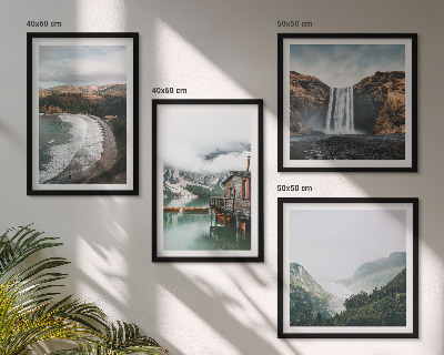 Set van posters met lijst Bergstranden wolken water