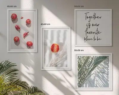 Feestelijke palmvrucht inscriptie meerluik in lijst