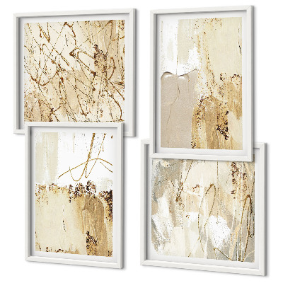 Set van posters met lijst Abstracte patronen beige wit