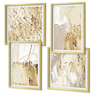Set van posters met lijst Abstracte patronen beige wit