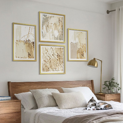 Set van posters met lijst Abstracte patronen beige wit