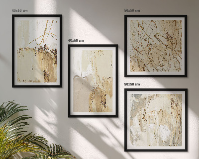 Set van posters met lijst Abstracte patronen beige wit