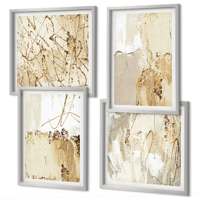 Set van posters met lijst Abstracte patronen beige wit