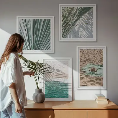 Vakantieuitzicht strand zee meerluik in lijst
