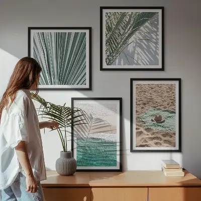 Vakantieuitzicht strand zee meerluik in lijst