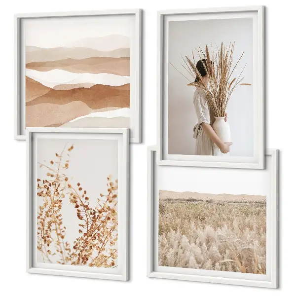 Plantenmotieven in boho-stijl meerluik in lijst