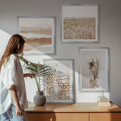 Meerluik in lijst Plantenmotieven in boho-stijl